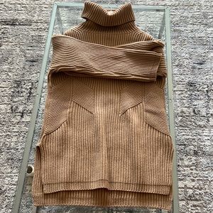 THAKOON lamb wool oversized turtle neck sweater brown size S brand new